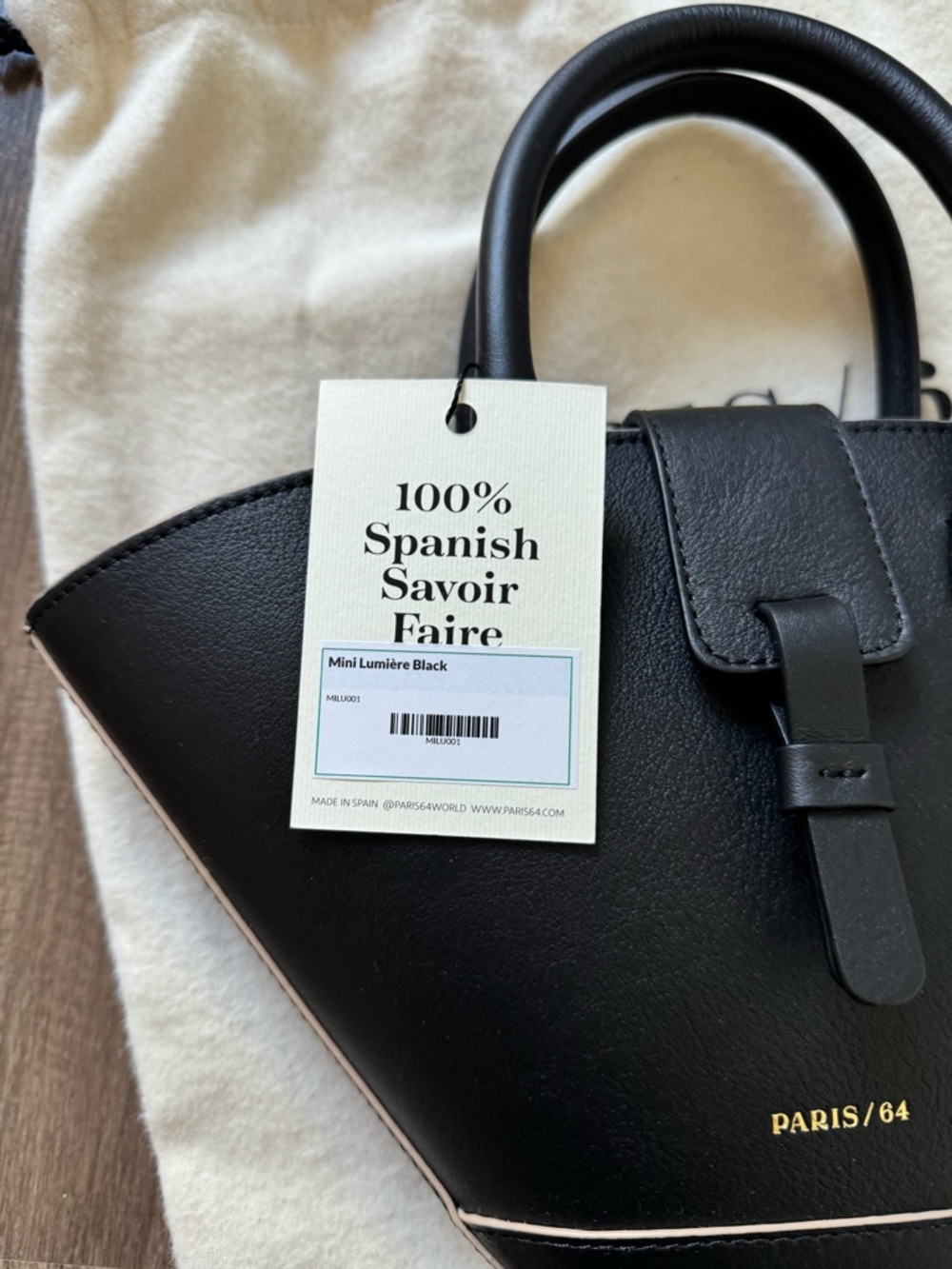Paris/64 Black Structured Mini Satchel - Picture 2 of 8